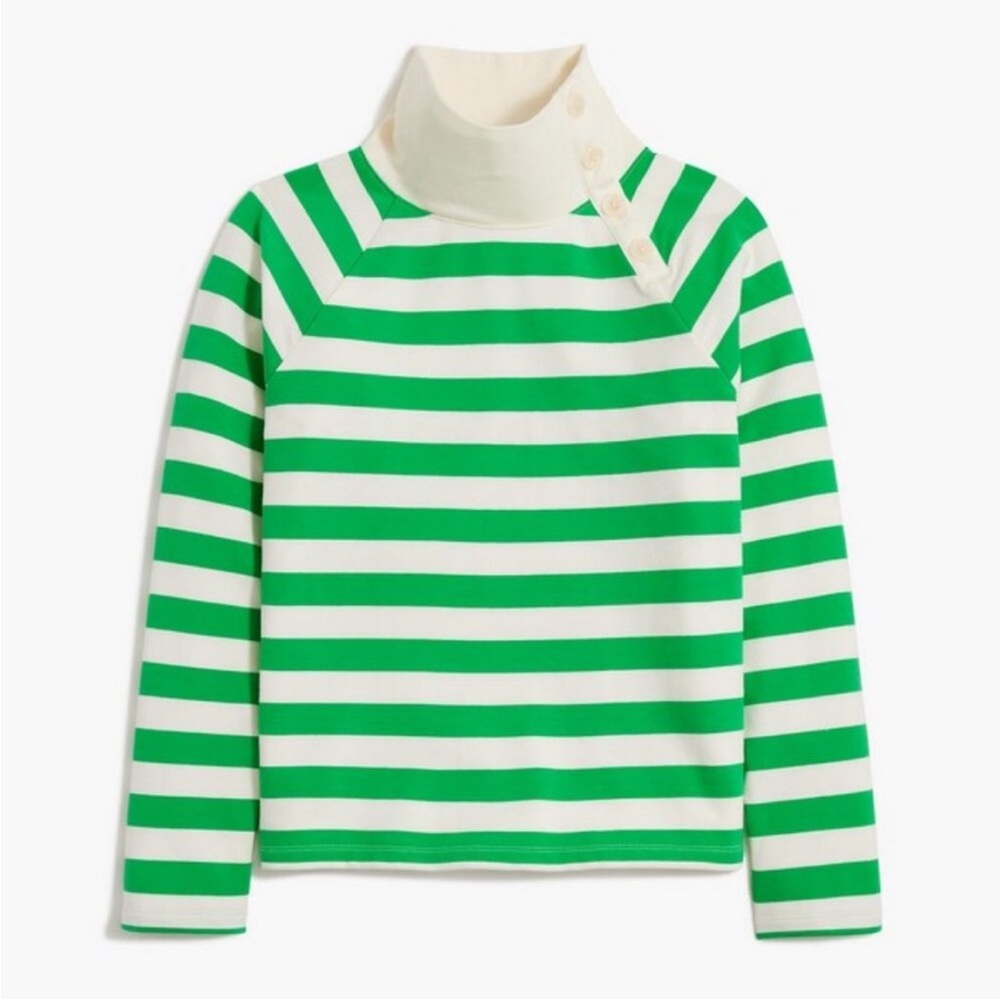 J. Crew Striped wide button-collar pullover sweatshirt in lightweight terry XL